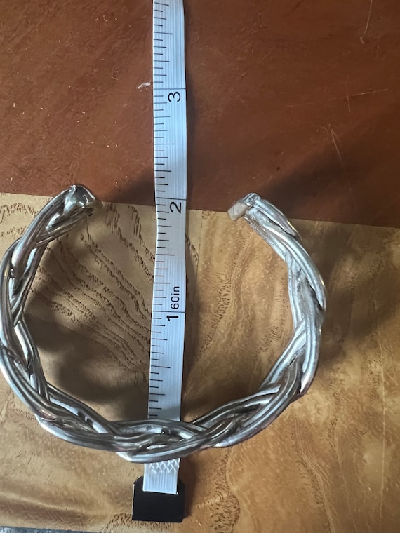 Artisan Made Silver Braided Bangle - image 4