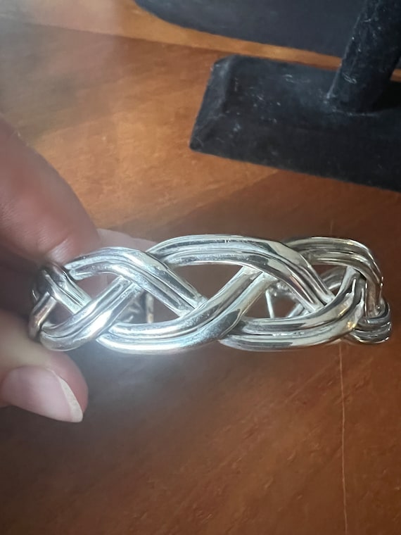 Artisan Made Silver Braided Bangle - image 1