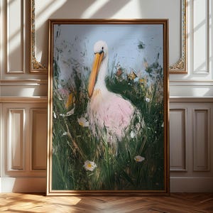 Impresión artística digital de pelícano, decoración de pared con paisajes, hermosa decoración de dormitorio estilo granja, póster de flores silvestres / 368