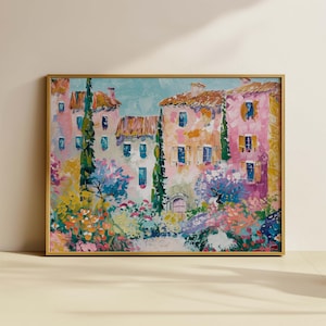 Impresión artística de paisajes coloridos y vibrantes, decoración de pared imprimible pintoresca, póster digital horizontal de gran tamaño, arte de pared de galería /432