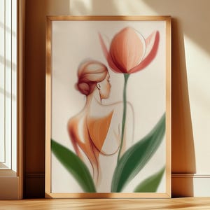 Wohnzimmer Wand Kunst druckbare, Tulpenblume Herunterladbare Poster, große Wand Dekor Flur Eingang, Bleistift Illustration Kunstdruck /235