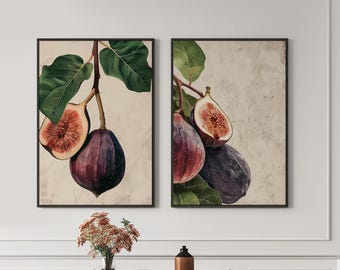 イチジクの絵画 フルーツイチジクの壁アート装飾 新聞アート フルーツ