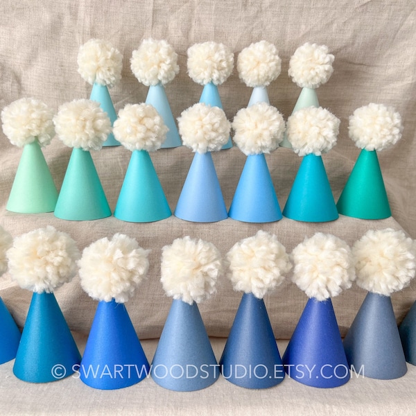 Pom Party Hat - Shades of Blue Rainbow Collection