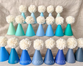 Pom Party Hat - Shades of Blue Rainbow Collection