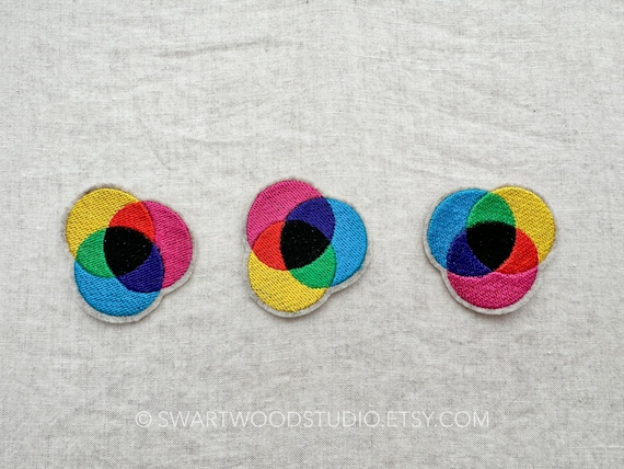CMYK Color Mixing Embroidered Decorative Iron On Patch