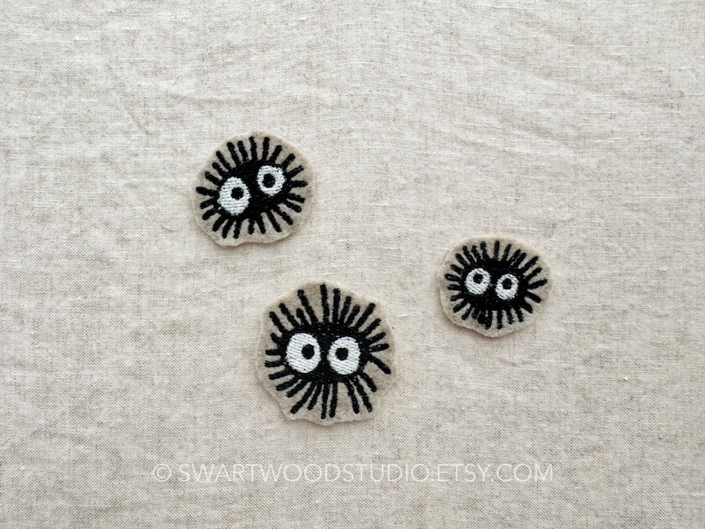 Good luck Soot Sprite inspired by My Neighbor Totoro Embroidered Decorative Iron On Patch bild 3