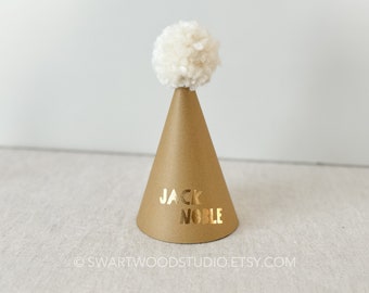 Personalization For Pom Party Hat GOLD Monogram Personalized Collection