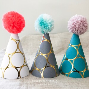 Pom Party Hat Gold Circles Collection - Etsy
