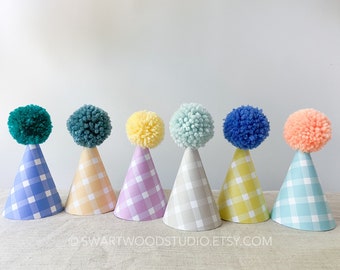 Pom Party Hat - Large Gingham Collection