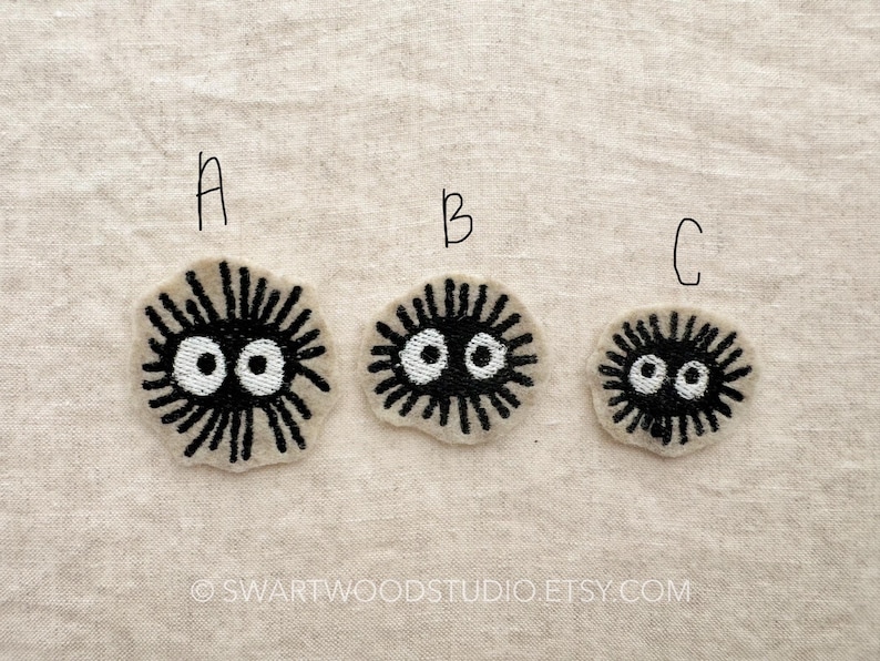 Good luck Soot Sprite inspired by My Neighbor Totoro Embroidered Decorative Iron On Patch Set of all 3 Sprites