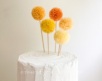 Set of 5 Cupcake Cake Topper Balloon Poms : Sunshine Collection