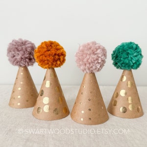 Pom Party Hat - Gold Dots Collection - Birthday Hat