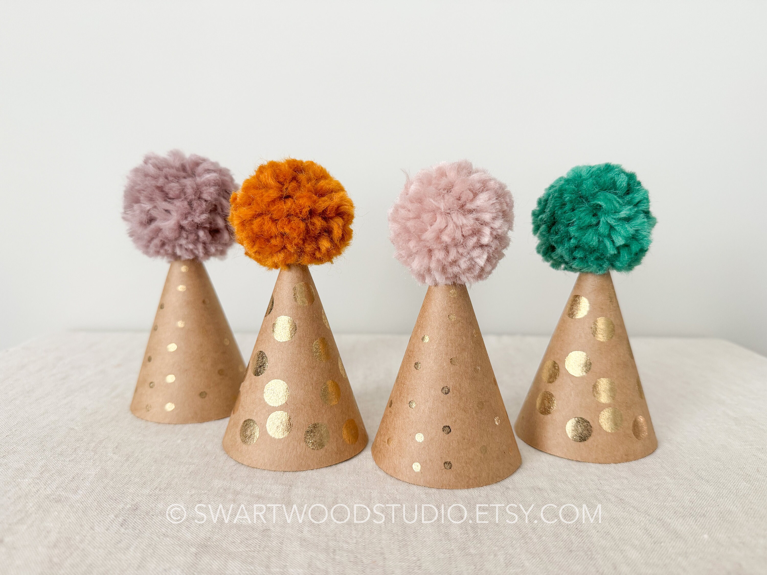 Pom Party Hat - Gold Dots Collection - Birthday Hat
