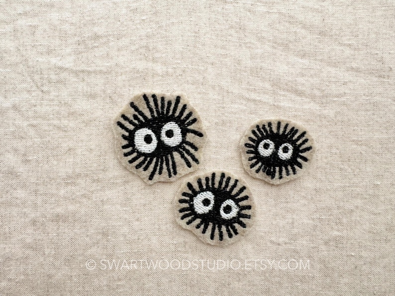 Good luck Soot Sprite inspired by My Neighbor Totoro Embroidered Decorative Iron On Patch bild 4