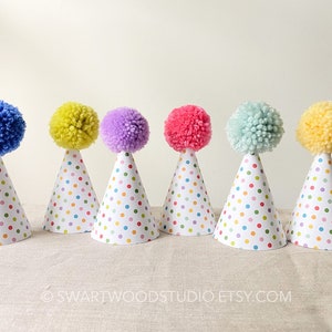 Pom Party Hat - Rainbow Mini Dot Collection