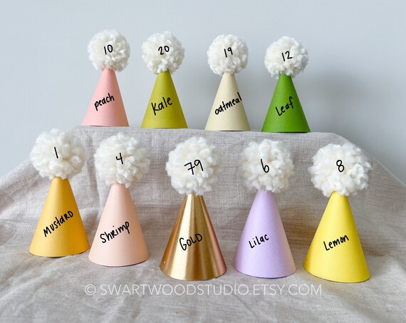 Tyrzol 21 Pcs Party Set - Kids Birthday Hats With Cone Hats, Crowns And Pom Poms