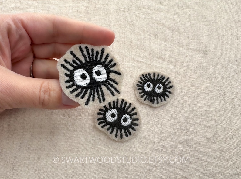 Good luck Soot Sprite inspired by My Neighbor Totoro Embroidered Decorative Iron On Patch bild 5