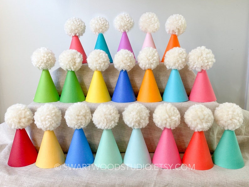 Pom Party Hat Bright Rainbow Collection image 1