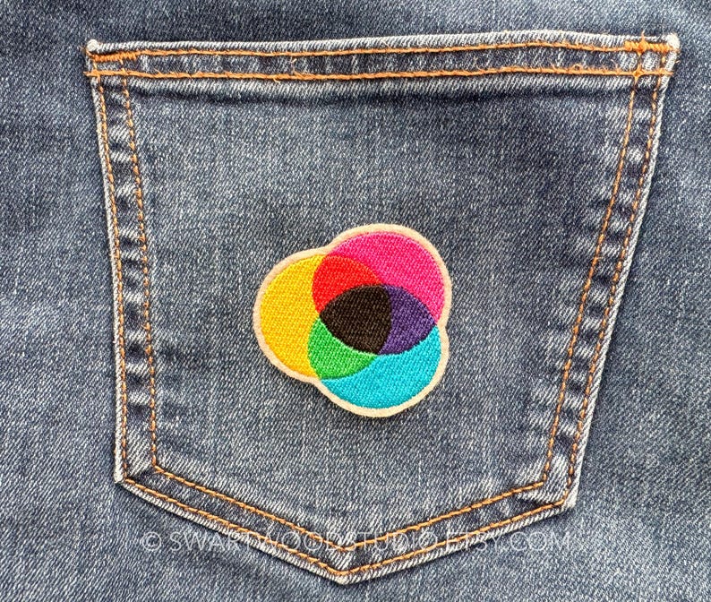 CMYK Color Mixing Embroidered Decorative Iron On Patch image 2