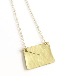 Gold Envelope Letter Necklace on Gold Filled Chain - Gift For Her - I love you jewelry