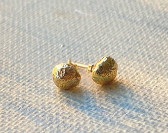 14k Gold Pebble Earrings | Solid Gold Stud Earrings | Recycled Gold Earrings | Minimalist Earrings | Dainty Earrings | Tiny Earrings Gifts