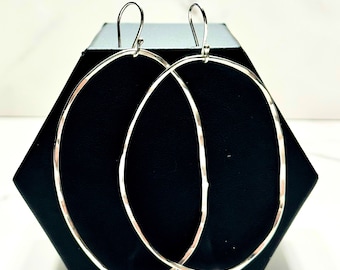 Hammered Unique Silver Hoop Earrings - Medium Size - Nickel Free - Hypoallergenic