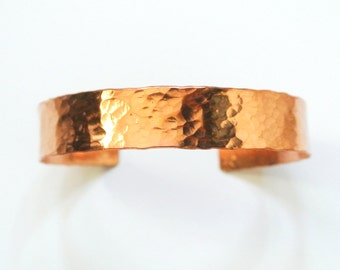 Medium Copper Cuff Bracelet - Adjustable Hammered Cuff Bangle - 7th Anniversary Gift - .5" wide - Elle