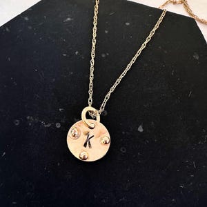 Personalized 14kt Recycled Gold Initial Necklace: Hand-Stamped Disc Pendant