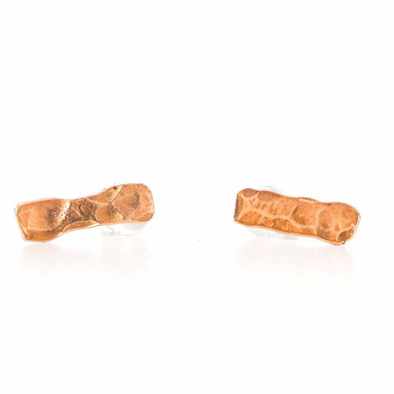 Sterling Silver and Copper Ear Climber Bar Stud Earrings Maria