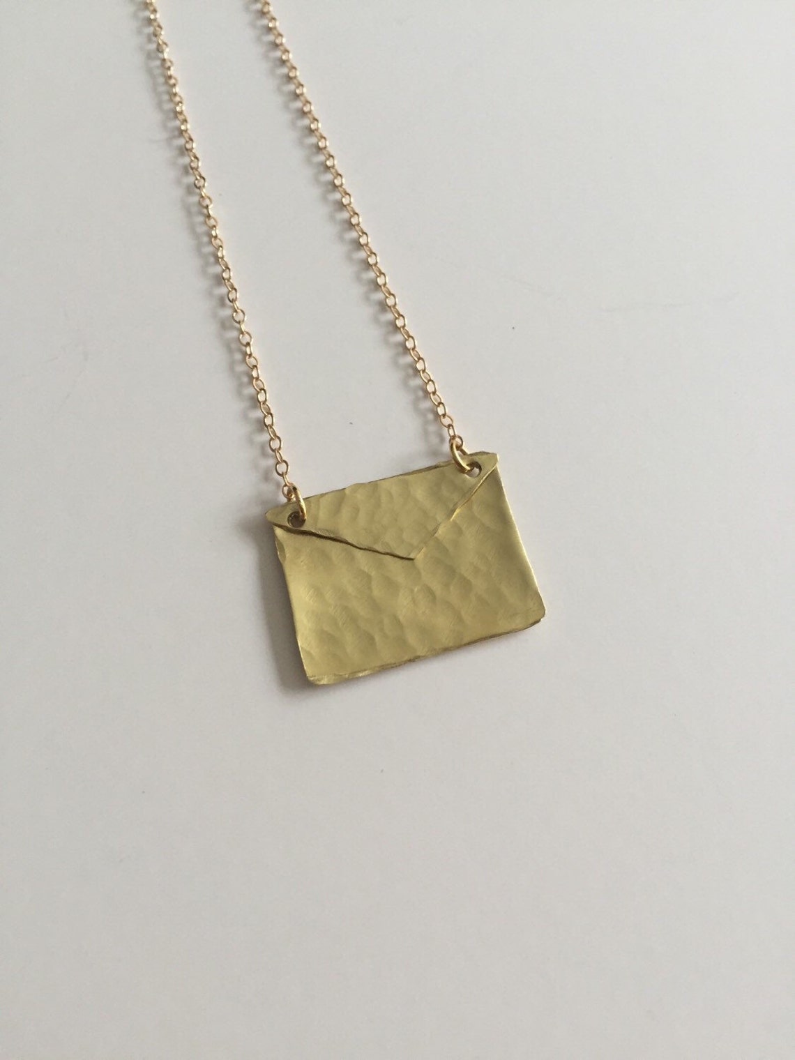 Gold Envelope Necklace on Gold Filled Chain Gift for Her I Etsy