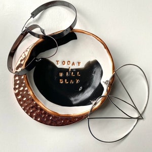 Boss Lady Jewelry Dish: Black and White Polymer Clay Ring Holder