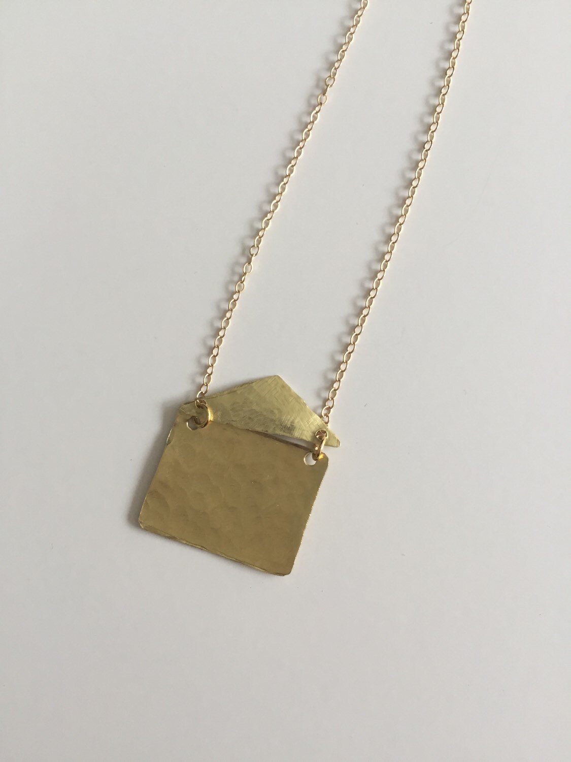 Gold Envelope Necklace on Gold Filled Chain Gift for Her I Etsy