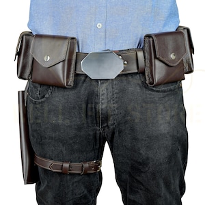 Axe Woves-inspirerat läderhölsterbälte, Mandalorian Cosplay-kostym bild 1