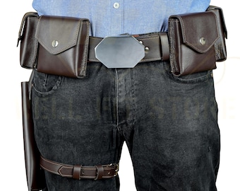 Cinturón de cuero inspirado en Axe Woves, disfraz de cosplay mandaloriano