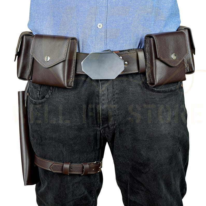 Axe Woves-inspirerat läderhölsterbälte, Mandalorian Cosplay-kostym bild 1