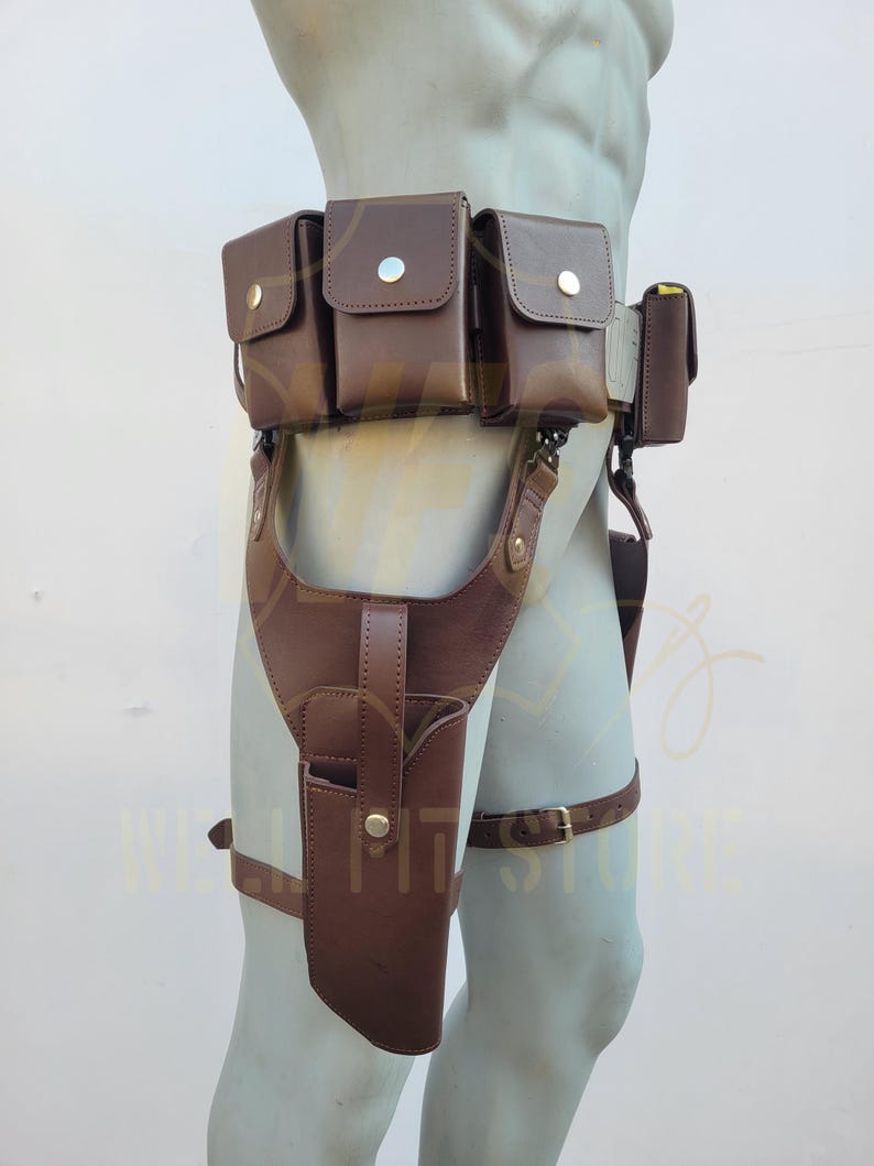 Cintura in pelle fatta a mano con fondine e astucci per cosplay mandaloriani immagine 5