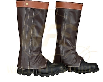 Cubrebotas de cuero inspirado en Boba Fett, disfraz de cosplay mandaloriano