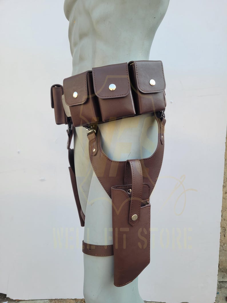 Cintura in pelle fatta a mano con fondine e astucci per cosplay mandaloriani immagine 7
