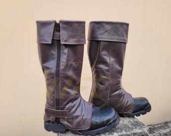 Polainas de cuero, cubrebotas mandalorianos de Boba Fett