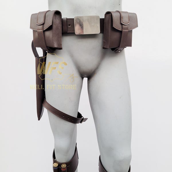 Death Watch Mandalorian Leather Belt, Cosplay Costume with Holster & Pouches