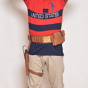 Book of Boba Fett Armor Costume Belt Holster with 2 Pouches | Boba Fett ROTJ ammo inspired belt | The Mandalorian Props Cosplay Leather Belt