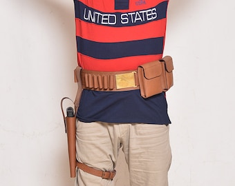 Boba Fett Armor Costume Belt | Genuine Leather Holster, Pouches