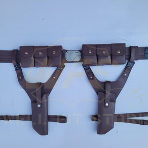 Cintura in pelle fatta a mano con fondine e astucci per cosplay mandaloriani immagine 4