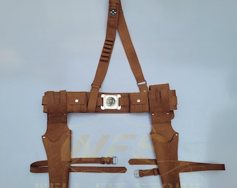 Cinturón de cosplay de Mandalorian: Funda de pistolero de cuero auténtico, tamaño ajustable
