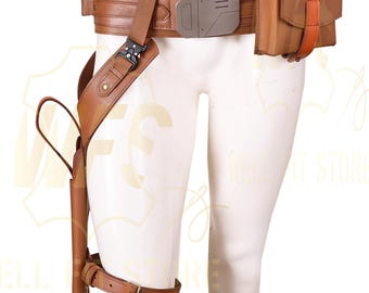 Axe Woves- Mandalorian Leather belt, holster and pouches- Season Inspired  Costume Leather Belt