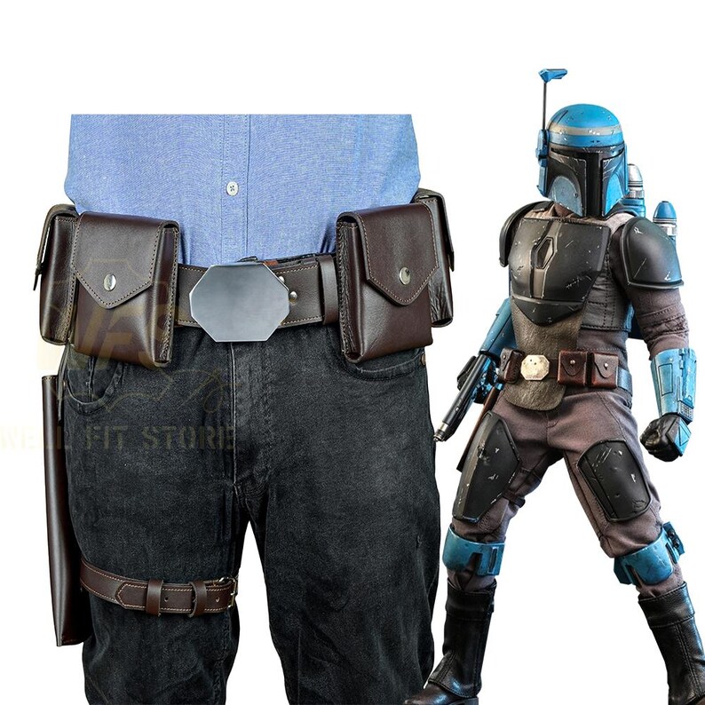 Axe Woves-inspirerat läderhölsterbälte, Mandalorian Cosplay-kostym bild 3