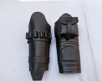 Armadura de pierna de cuero auténtico mandaloriano hecha a mano/Accesorio para disfraz de cosplay