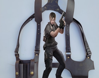 Leon Kennedy Resident Evil Cosplay, Adjustable Leather Gun Holster