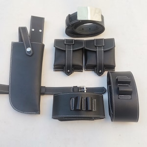 Handgefertigter Death Watch Ledergürtel Großer Mandalorian Rüstungsgürtel, Mandalorian Belt with Waist Pouch Rig Holster Men Cosplay Prop