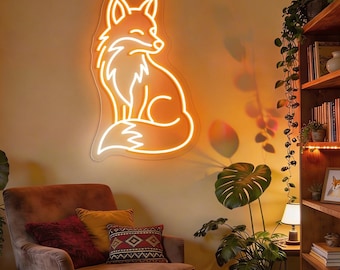 Fox Neon Sign Wall Decor, Cozy Woodland Aesthetic Glow, Unique Gift for Animal Lovers & Kids Room Decor, Custom Neon Sign